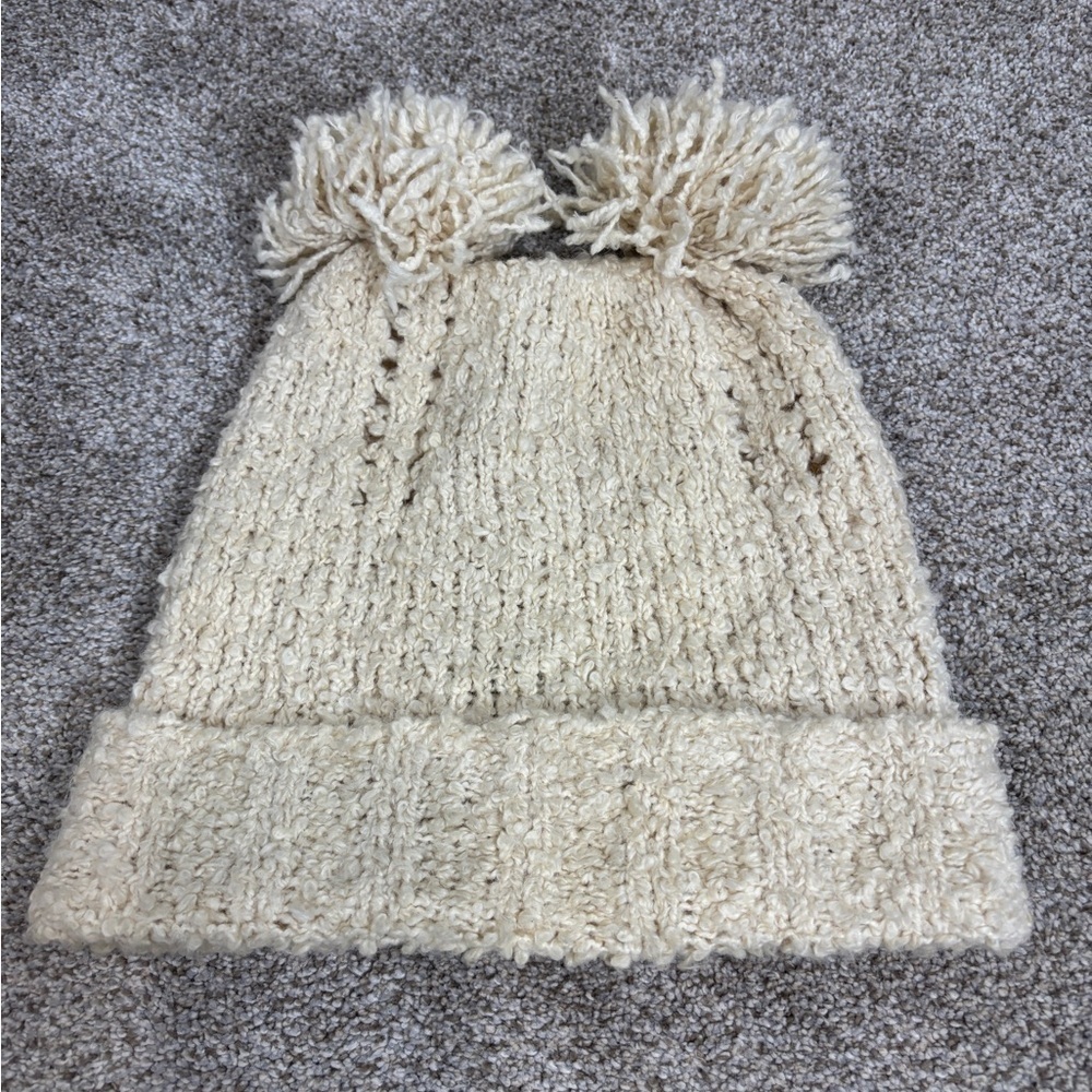 Peruvian Trading Company 100% Alpaca Wool Cozy Warm Pom Pom Cream Winter Hat